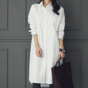 Fashion Casual Pure Color Long Shirt