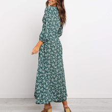 Load image into Gallery viewer, Maternity Casual Printed V-Neck Long-Sleeved High Waist Chiffon Dress