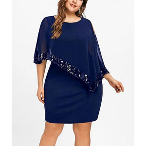 Plus Size Irregular Sequins Splicing Casual Dresses