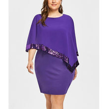 Load image into Gallery viewer, Plus Size Irregular Sequins Splicing Casual Dresses