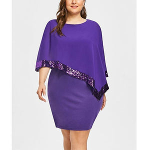 Plus Size Irregular Sequins Splicing Casual Dresses