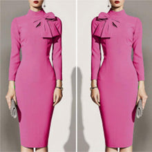 Load image into Gallery viewer, Crew Neck  Bowknot  Plain Bodycon Dress