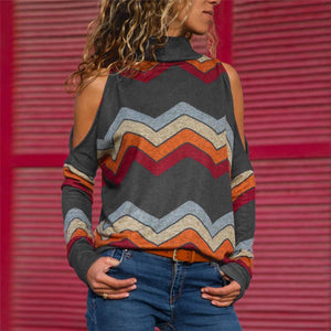 High Neck  Abstract Print Sweaters