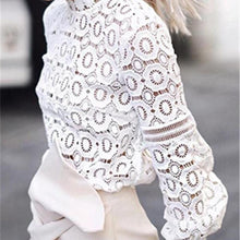 Load image into Gallery viewer, Hollow Lace Lantern Sleeves Fashion Tops
