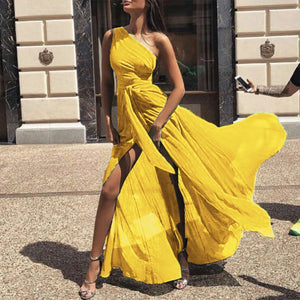 Sexy One Shoulder Sleeveless Maxi Dress