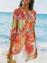 Load image into Gallery viewer, Geometric Printed Casual Loose Plus Size Chiffon Blouse