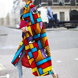 Fashion Geometric Color Printed Jacket