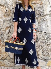 Load image into Gallery viewer, Fashion Half Sleeves Embroidered Maxi Vacation Casual Dress