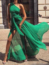 Load image into Gallery viewer, Fashion One Shoulder Chiffon Maxi Dress