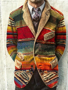 Vintage Rainbow Print Corduroy Jacket