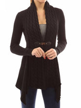 Load image into Gallery viewer, Ribbed Irregular Hem Knitted Cardigan