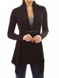 Ribbed Irregular Hem Knitted Cardigan