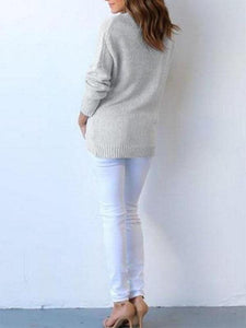 Surplice Curved Hem Long Sleeve Sweater