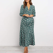 Load image into Gallery viewer, Maternity Casual Printed V-Neck Long-Sleeved High Waist Chiffon Dress