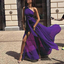 Load image into Gallery viewer, Fashion One Shoulder Chiffon Maxi Dress