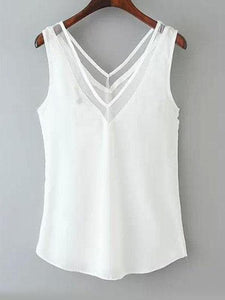 V Neck  Asymmetric Hem  Plain Vests