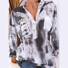 Load image into Gallery viewer, Square Neck Decorative Button Floral Printed Blouses