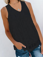 Load image into Gallery viewer, V-Neck Stitching Solid Color Lace Vest