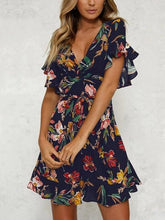 Load image into Gallery viewer, Sexy Short Sleeves Floral Print Mini Dress