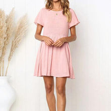 Load image into Gallery viewer, Casual Round Collar Plain Loose Shift Mini Dress