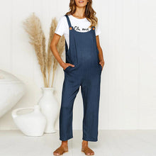 Load image into Gallery viewer, Maternity  Vintage  Round Neck Short Sleeve Pure Colour Jumpsuit