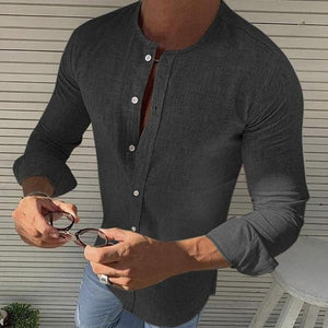 Men's Casual Round Neck Long Sleeve Shirt