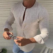 Load image into Gallery viewer, Men&#39;s Casual Round Neck Long Sleeve Shirt