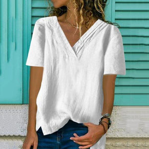 Fashion V-Neck Irregular Loose Solid Color T-Shirts