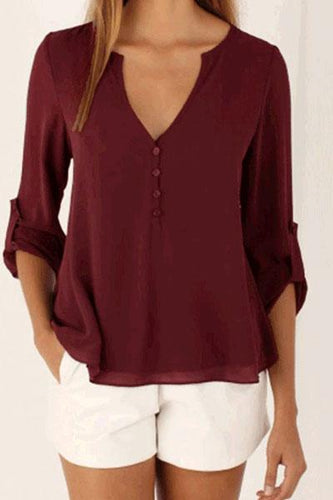 V Neck  Plain Blouses