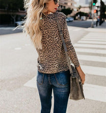 Load image into Gallery viewer, Fashion Sexy Leopard   Print Top With Long Sleeves And Round Collar T-Shirt