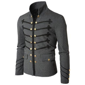 Fashion Men's Decorative Buckle Long Sleeve Jacket