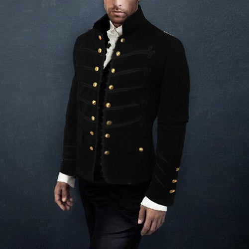 Fashion Men's Decorative Buckle Long Sleeve Jacket