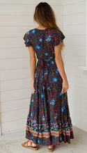 Load image into Gallery viewer, Big Pendulum V-Neck Beach Holiday Tie Printing Vacation Maxi Dress