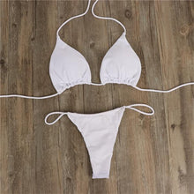 Load image into Gallery viewer, Halter  Drawstring  Plain Bikini