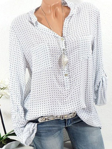 V Neck  Loose Fitting  Dot Blouses