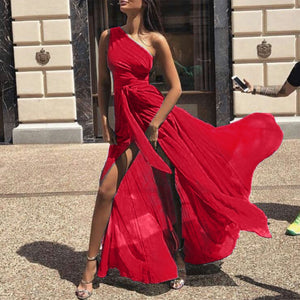 Sexy One Shoulder Sleeveless Maxi Dress