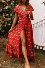 Load image into Gallery viewer, Sexy Deep V   Neck National Style Printing Maxi Dresses