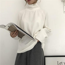 Load image into Gallery viewer, Casual High Collar Solid Color Raglan Sleeve Long Sleeve Sweater