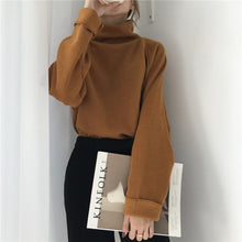 Load image into Gallery viewer, Casual High Collar Solid Color Raglan Sleeve Long Sleeve Sweater