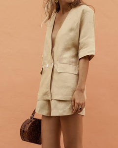 Linen Refreshing Suit Jacket Shorts Suit