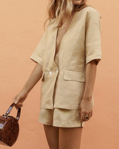 Linen Refreshing Suit Jacket Shorts Suit