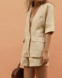 Linen Refreshing Suit Jacket Shorts Suit