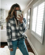 Load image into Gallery viewer, Fashion Plaid Long Sleeve Turtleneck Zip Sweatshirt