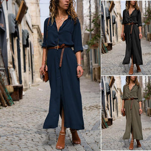 Flash Sale Fashionable Loose Long Sleeved Maxi Casual Dress