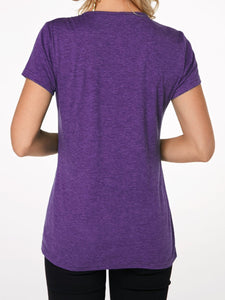 Fashion Button Round Neck Short-Sleeved T-Shirt