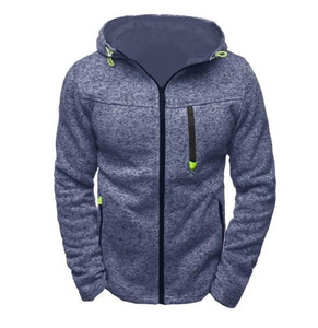 Men's Sports And Leisure Jacquard Sweater Fleece Cardigan Hooded Jacket