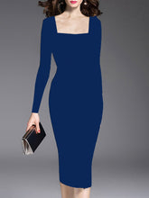 Load image into Gallery viewer, Boat Neck  Plain Bodycon Dress