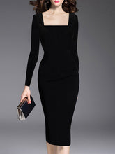 Load image into Gallery viewer, Boat Neck  Plain Bodycon Dress