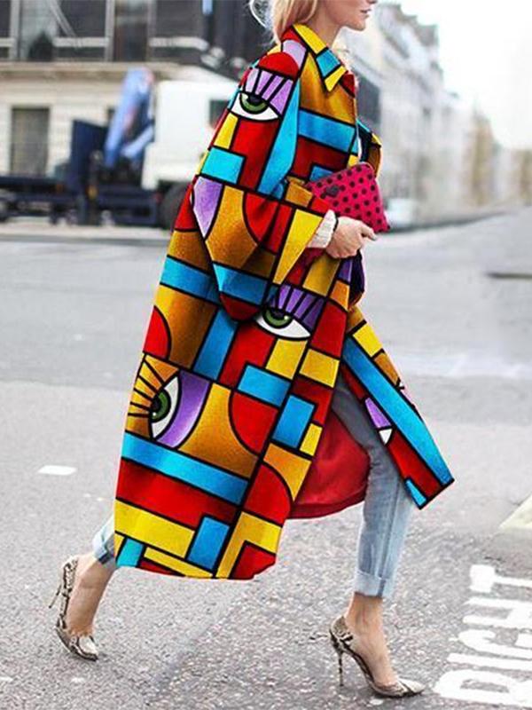 Fashion Geometric Color Printed Jacket