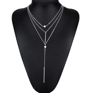 Small Dot Fringed Sling Stick Multi-Layer Necklace